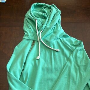Ampersand Avenue double hood solid teal sweatshirt w/ pockets size medium
